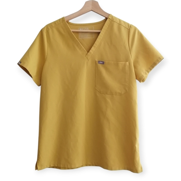 Figs Catarina One Pocket Short Sleeve Scrub Top Yellow Small - Picture 1 of 13